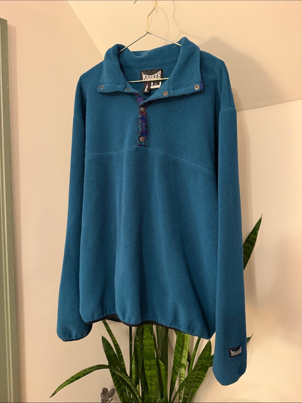 Vintage Marker Women's Slate Blue Fleece Snap Pullover